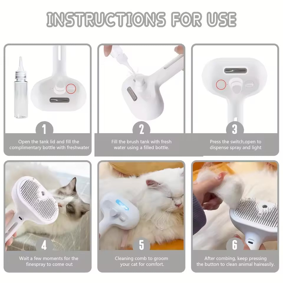 Pet Grooming Brush with Cool Mist