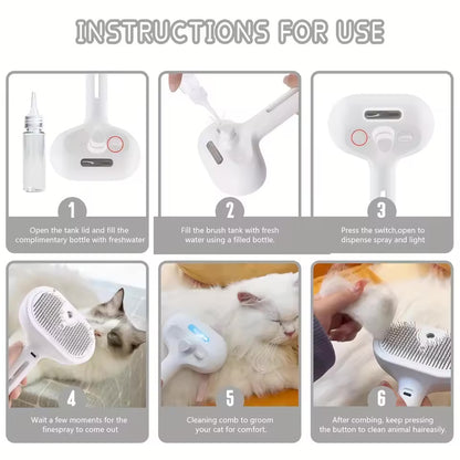 Pet Grooming Brush with Cool Mist